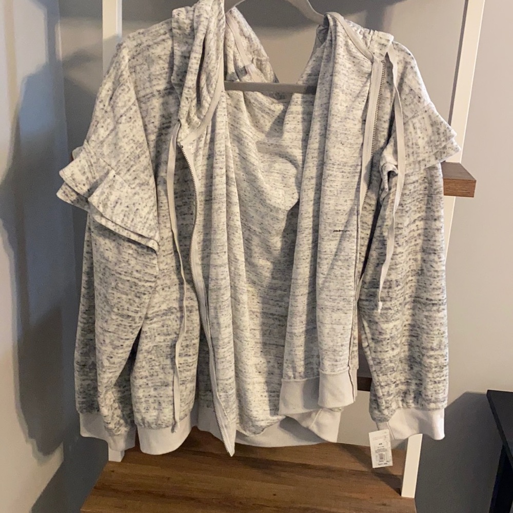 NWT ruffle sleeve zip up